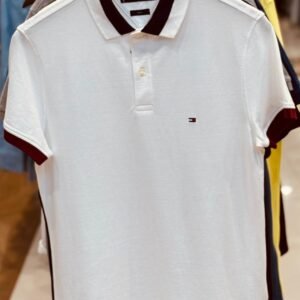 Tommy Hilfiger Men’s White Polo Shirt – Classic Short Sleeve with Contrast Collar | Fit & Fair Outlet Sharjah